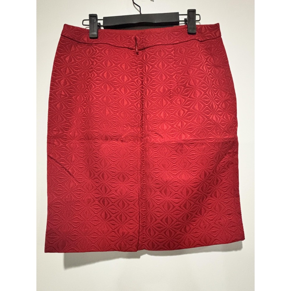 The Limited Petite Skirt Womens 6P Red Textured Jacquard Pencil Lined Office - Picture 4 of 11